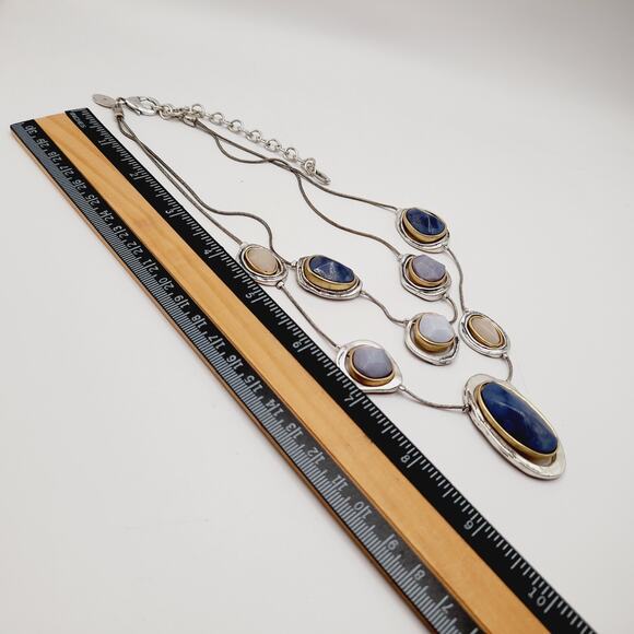 Chico’s Two-Strand Necklace w/ Gemstone Lavender Stones & Blue Accents, 20" - Picture 8 of 13
